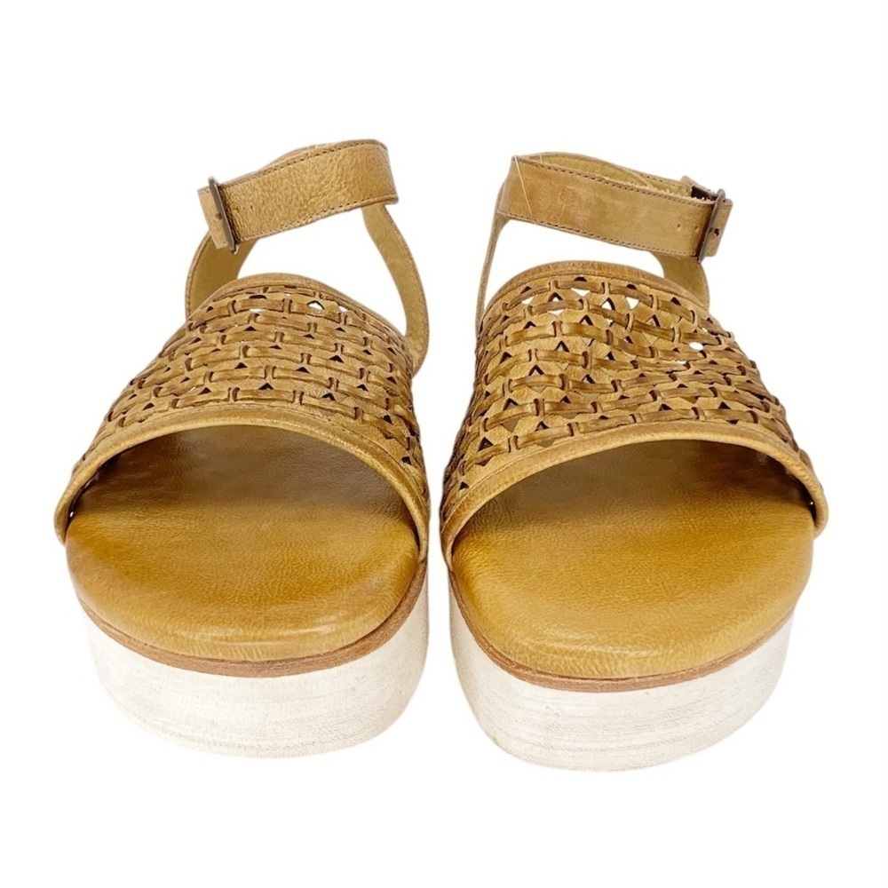 New Bed|Stu Brisa Size 10 Platform Sandal Leather Cashew Tan Flatform Bed Stu - Picture 4 of 11